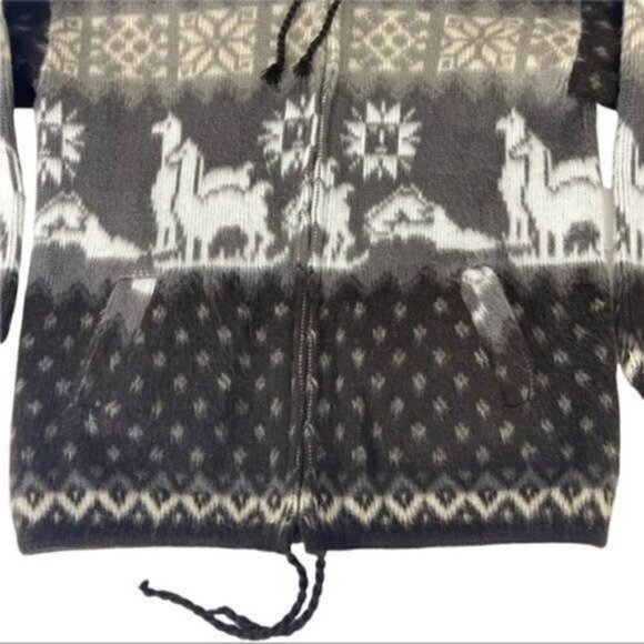 Tejidos Aly Marka 100% Wool full zip jacket made in Ecuador unisex youth size 8 - Picture 6 of 11